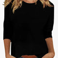 Casual Hverdagstop Dame | Crew Neck Top med 3/4 Ærmer til Hverdag