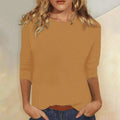Casual Hverdagstop Dame | Crew Neck Top med 3/4 Ærmer til Hverdag