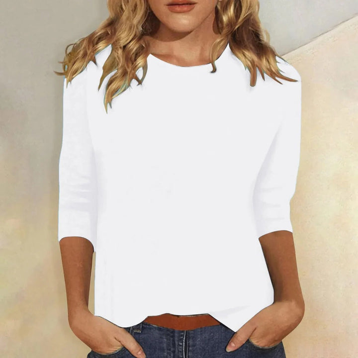 Casual Hverdagstop Dame | Crew Neck Top med 3/4 Ærmer til Hverdag