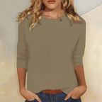 Casual Hverdagstop Dame | Crew Neck Top med 3/4 Ærmer til Hverdag