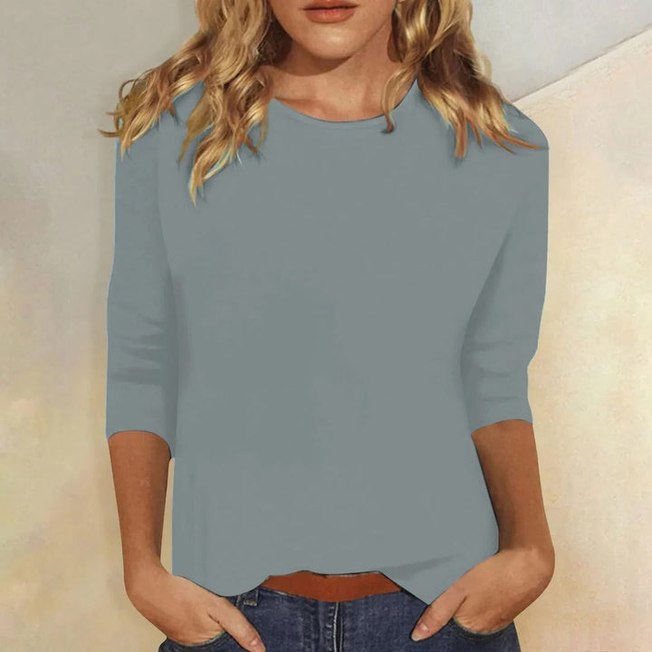 Casual Hverdagstop Dame | Crew Neck Top med 3/4 Ærmer til Hverdag