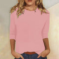 Casual Hverdagstop Dame | Crew Neck Top med 3/4 Ærmer til Hverdag