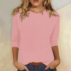 Casual Hverdagstop Dame | Crew Neck Top med 3/4 Ærmer til Hverdag