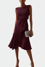 Sheila | Draperet Asymmetrisk Midi Kjole