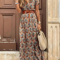 Strandkjole Maxi | Luftig Boho Sommerkjole med Bælte & Blomsterprint