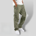 Herre Bomuld Cargo Bukser Relaxed Straight-Leg med Sidepockets og Elastik i Talje