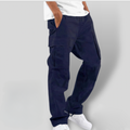 Herre Bomuld Cargo Bukser Relaxed Straight-Leg med Sidepockets og Elastik i Talje
