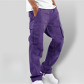 Herre Bomuld Cargo Bukser Relaxed Straight-Leg med Sidepockets og Elastik i Talje