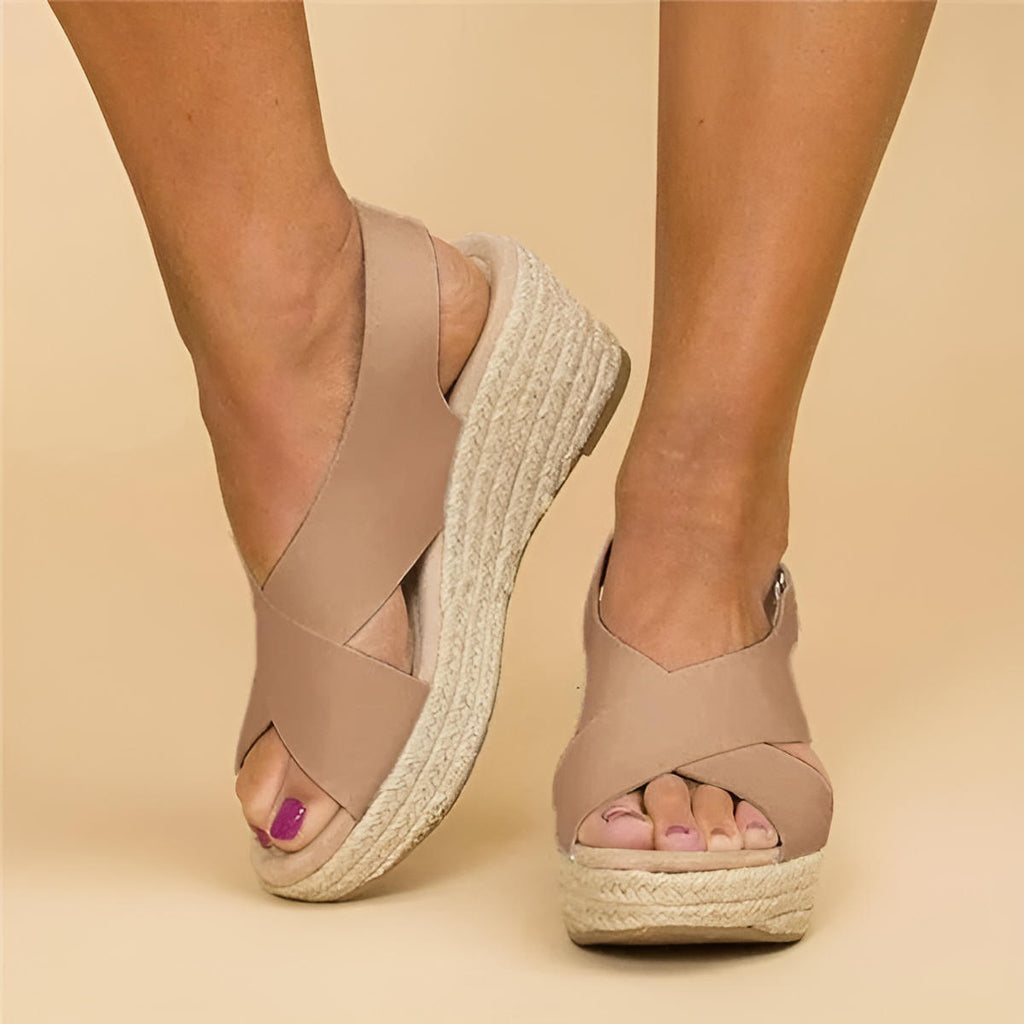 Ortopædiske Espadrille Wedge Sandaler Kvinders Krydsrem Platform Sko