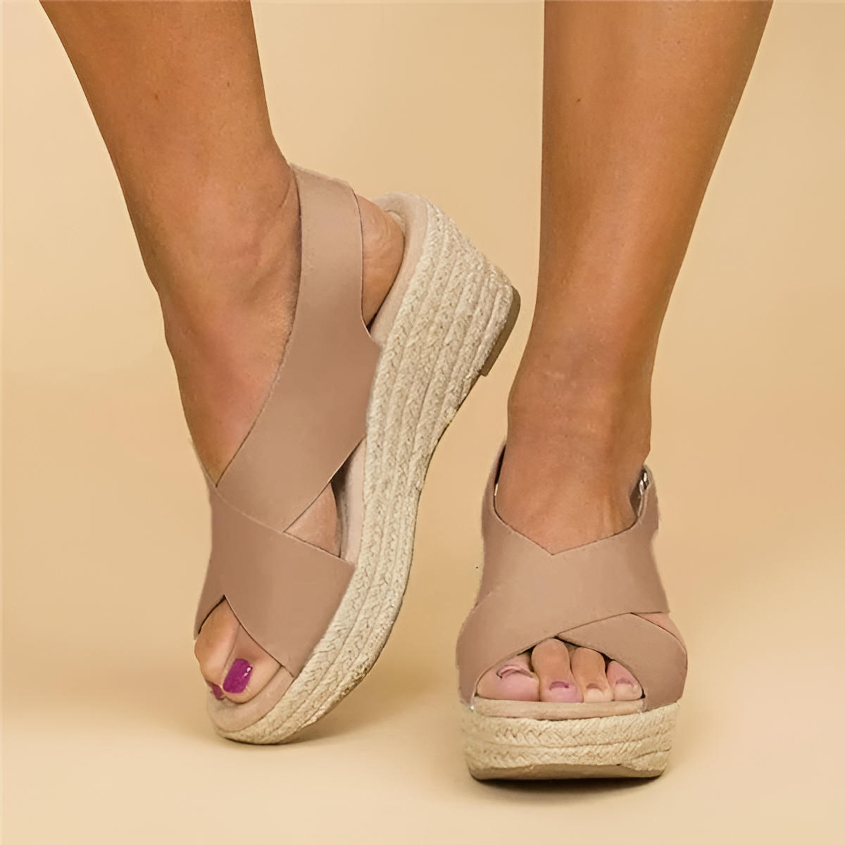 Ortopædiske Espadrille Wedge Sandaler Kvinders Krydsrem Platform Sko