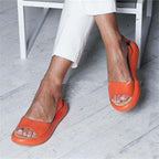 Ortopædiske åbne tå slingback sandaler til kvinder, casual flade tykke såler