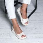 Ortopædiske åbne tå slingback sandaler til kvinder, casual flade tykke såler