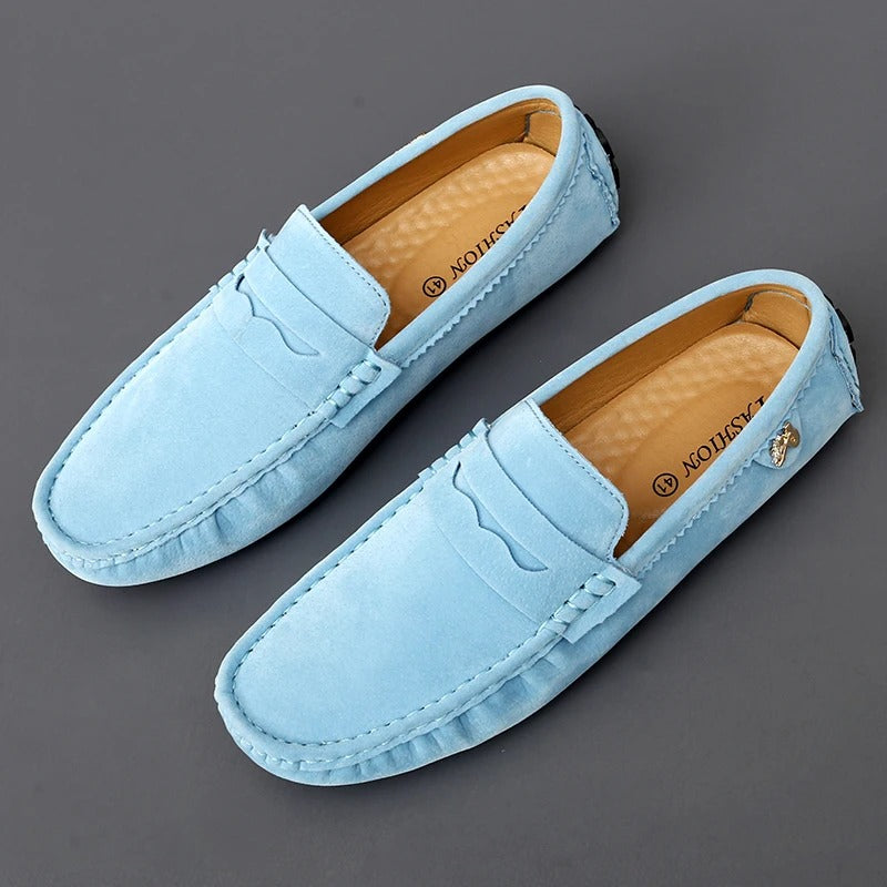 Ruskind Komfort Loafers med Penny Strop | Rund Tå Slip-On Hverdagssko