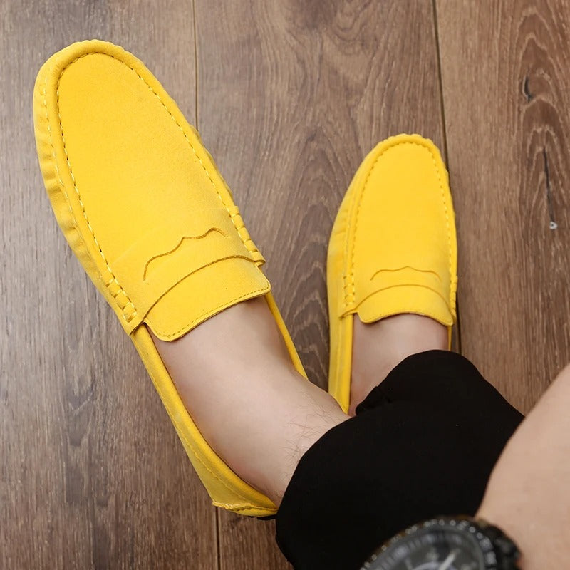 Ruskind Komfort Loafers med Penny Strop | Rund Tå Slip-On Hverdagssko