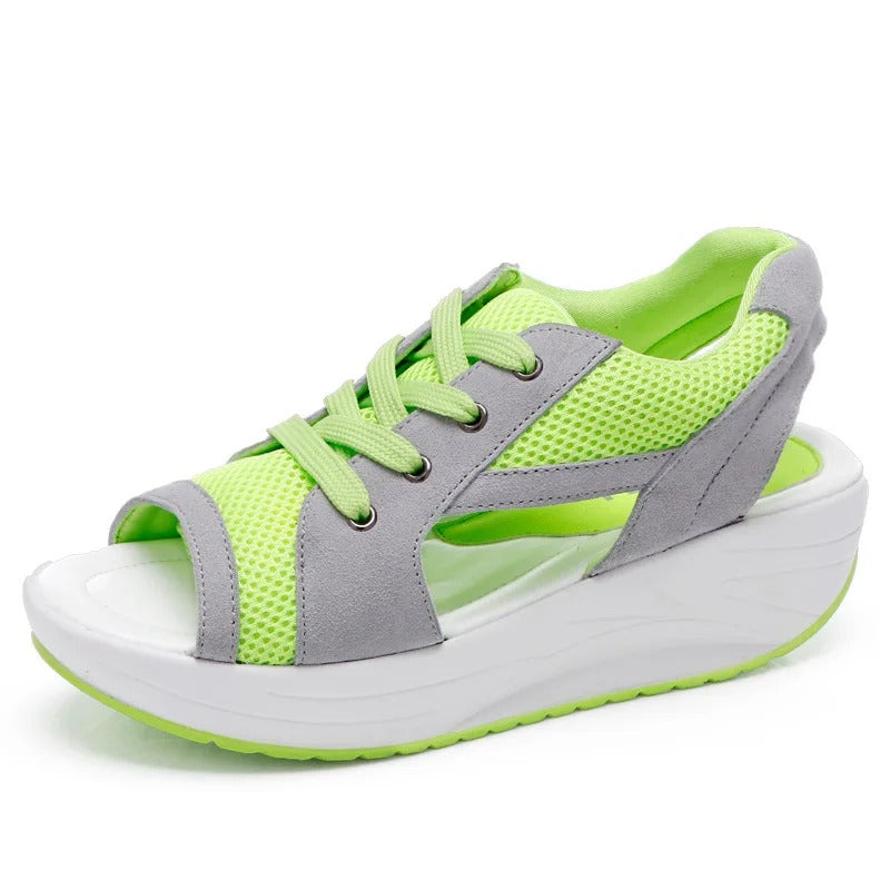 Ortopædiske kvinders platform sandaler mesh åben tå chunky casual sportsko
