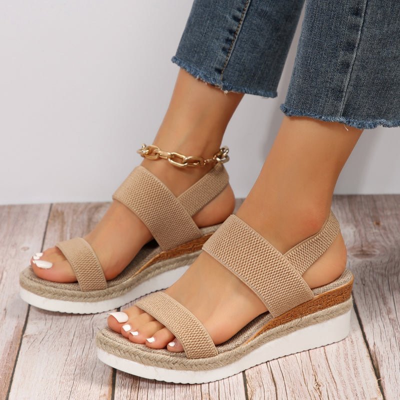 Ortopædiske kvinders wedge sandaler med stræk elastisk rem, platform gåsko