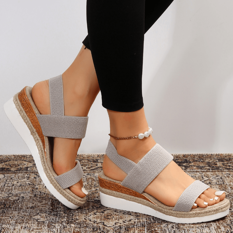 Ortopædiske kvinders wedge sandaler med stræk elastisk rem, platform gåsko