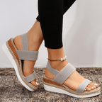 Ortopædiske kvinders wedge sandaler med stræk elastisk rem, platform gåsko