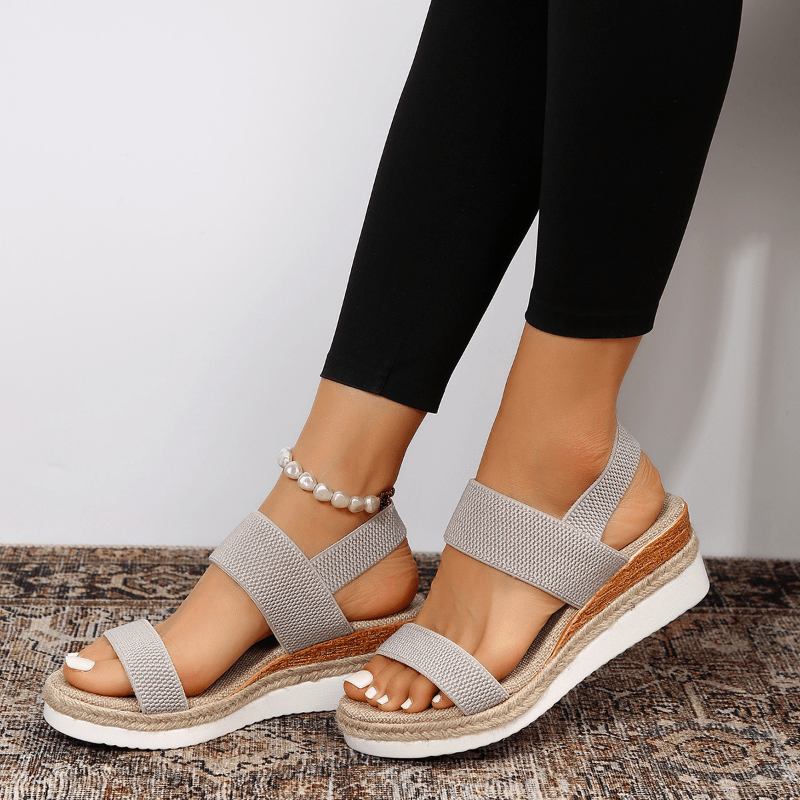 Ortopædiske kvinders wedge sandaler med stræk elastisk rem, platform gåsko