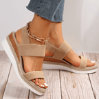 Ortopædiske kvinders wedge sandaler med stræk elastisk rem, platform gåsko
