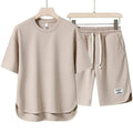 Herre To-delt Casual T-shirt og Shorts Sæt med Snoretræk i Taljen