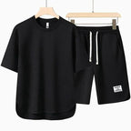 Herre To-delt Casual T-shirt og Shorts Sæt med Snoretræk i Taljen