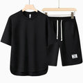 Herre To-delt Casual T-shirt og Shorts Sæt med Snoretræk i Taljen