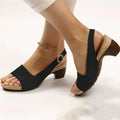 Dame Syntetisk Slingback Sandal Kile med Åben Tå Kork-Effekt Hæl og Spændeluk