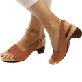 Dame Syntetisk Slingback Sandal Kile med Åben Tå Kork-Effekt Hæl og Spændeluk