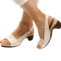 Dame Syntetisk Slingback Sandal Kile med Åben Tå Kork-Effekt Hæl og Spændeluk