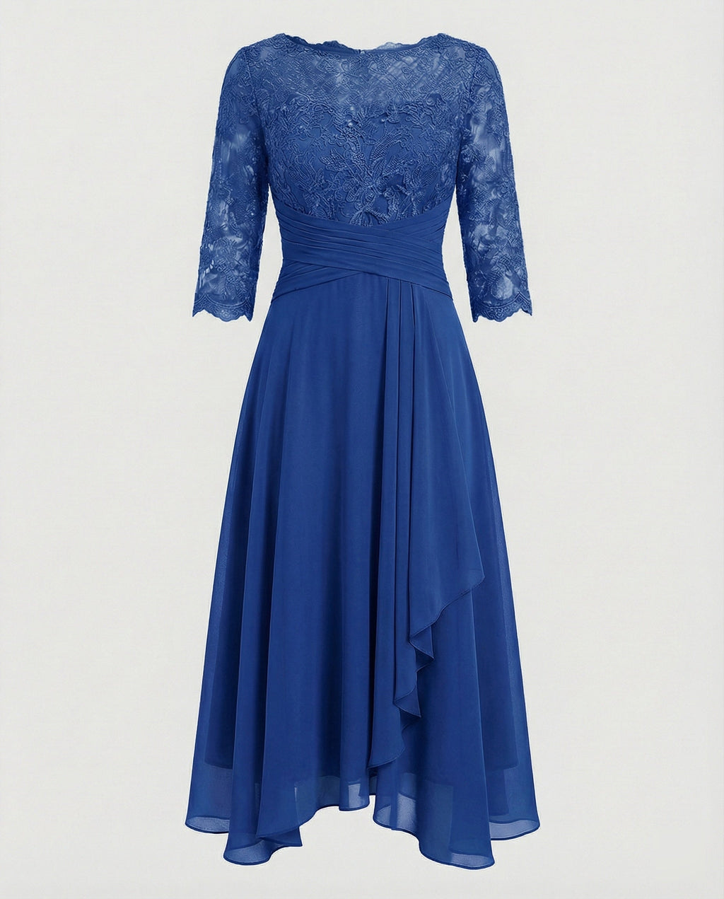 Midi Kjole med Blonde & Chiffon Slæbeskørt | Dimissions- & Bryllupsgæstkjole