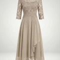 Midi Kjole med Blonde & Chiffon Slæbeskørt | Dimissions- & Bryllupsgæstkjole