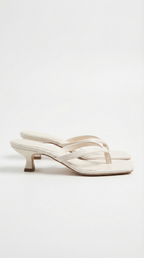Kvindernes Tanga Kitten Heel Sandaler Med Firkanetå Flip Flop Mules Festsko