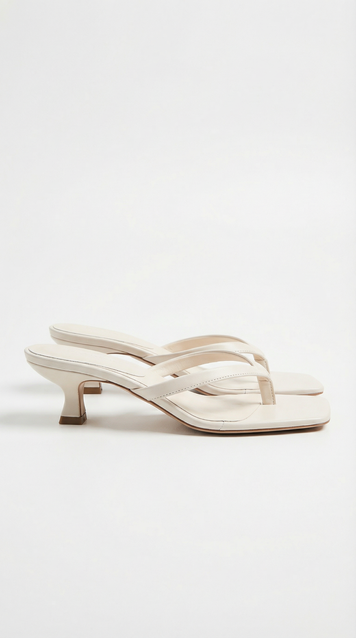 Kvindernes Tanga Kitten Heel Sandaler Med Firkanetå Flip Flop Mules Festsko