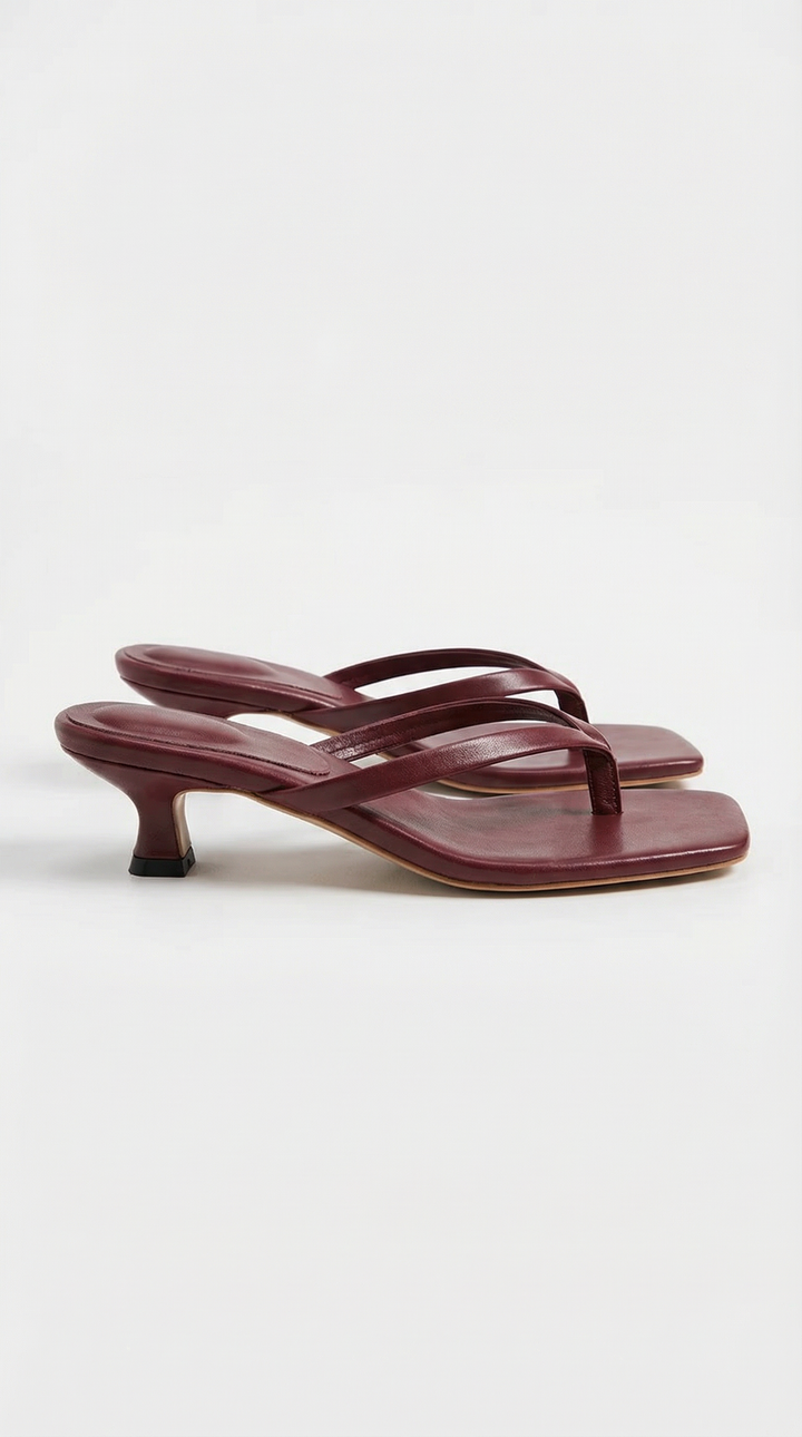 Kvindernes Tanga Kitten Heel Sandaler Med Firkanetå Flip Flop Mules Festsko
