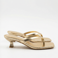 Kvindernes Tanga Kitten Heel Sandaler Med Firkanetå Flip Flop Mules Festsko