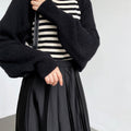Dame Strik Cardigan | Afslappet Elegant — Oversized Åben Front Ballonærmer