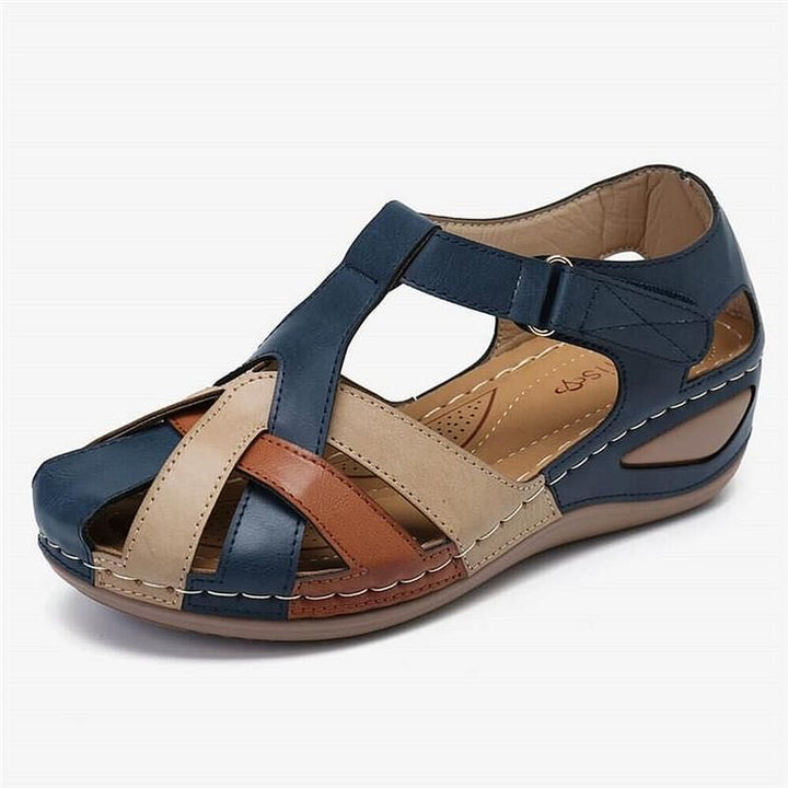 Komfort Ortopædiske Wedge Sandaler i Læder | Vævede Stropper med Velcro Ankelrem