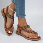 Sahara Bloom | Flad sandal med perler og tribalhjerte