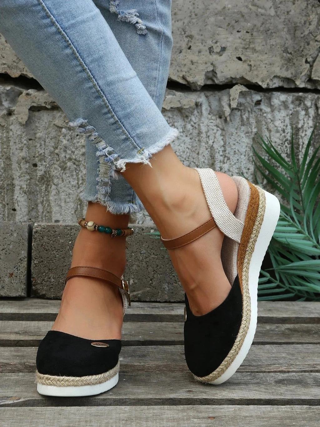 Ortopædiske Platform Espadrille Sandaler med Støttende Lukket Tå