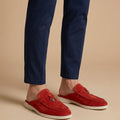 Herre Suede Mule Loafers - Åben Bag - Metal Bar Detalje - Flad Gummisål