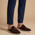 Herre Suede Mule Loafers - Åben Bag - Metal Bar Detalje - Flad Gummisål