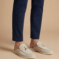 Herre Suede Mule Loafers - Åben Bag - Metal Bar Detalje - Flad Gummisål