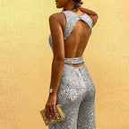 Dame Glitter Pailletter Jumpsuit — Glamourøs & Iøjnefaldende
