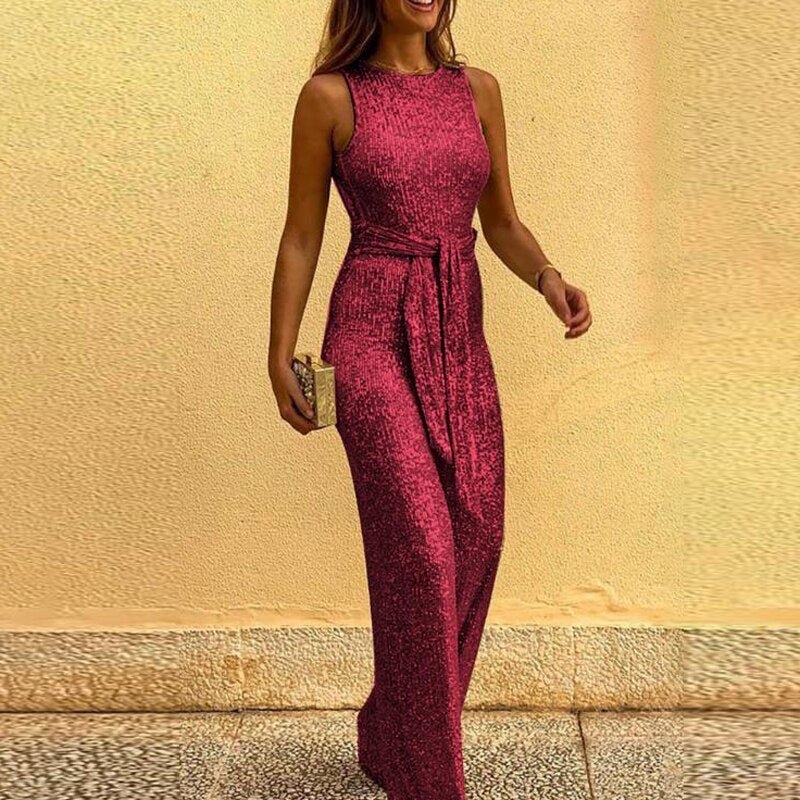 Dame Glitter Pailletter Jumpsuit — Glamourøs & Iøjnefaldende
