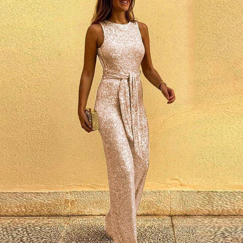 Dame Glitter Pailletter Jumpsuit — Glamourøs & Iøjnefaldende
